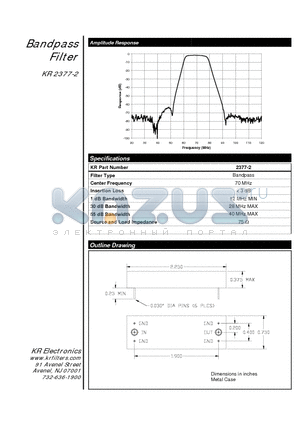 2377-2 datasheet - Bandpass Filter