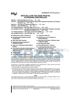 8XC51SL datasheet - LOW VOLTAGE 8XC51SL KEYBOARD CONTROLLER