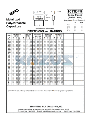 1613DFR datasheet - Metallized Polycarbonate Capacitors