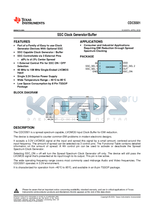 CDCS501 datasheet - SSC Clock Generator/Buffer