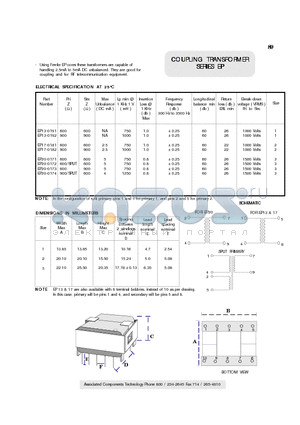 EP13-0192 datasheet - COUPLING TRANSFORMER SERIES EP