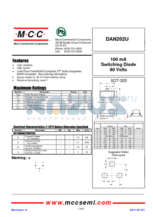 DAN202U datasheet - 100 mA Switching Diode 80 Volts