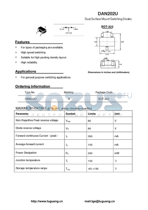 DAN202U datasheet - Dual Surface Mount Switching Diodes