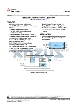 CDCS503TPWRQ1 datasheet - Clock Buffer/Clock Multiplier With Optional SSC