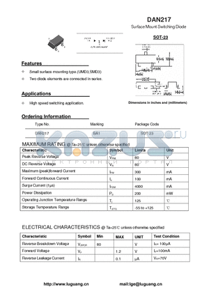 DAN217 datasheet - Surface Mount Switching Diode