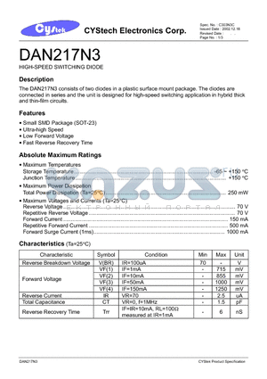 DAN217N3 datasheet - HIGH-SPEED SWITCHING DIODE