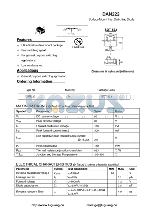 DAN222 datasheet - Surface Mount Fast Switching Diode