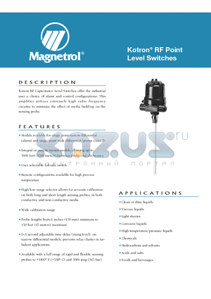 80-5212-302 datasheet - Kotron^ RF Point Level Switches