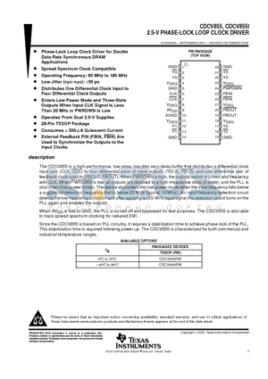 CDCV855 datasheet - 2.5-V PHASE-LOCK LOOP CLOCK DRIVER