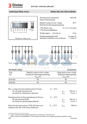 DAN601 datasheet - Small Signal Diode Arrays