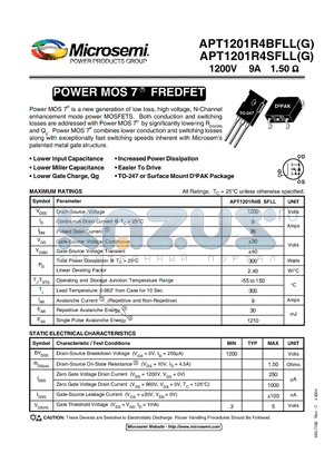 APT1201R4BFLLG datasheet - POWER MOS 7 FREDFET