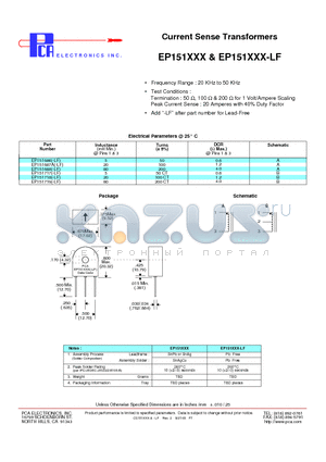 EP151687A datasheet - Current Sense Transformers