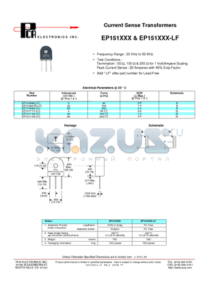 EP151688 datasheet - Current Sense Transformers