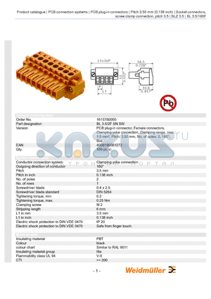 1615780000 datasheet - BL 3.5/2F SN SW