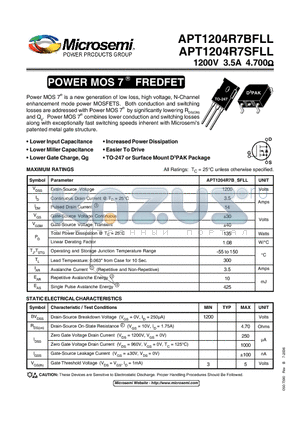 APT1204R7BFLL datasheet - POWER MOS 7 FREDFET