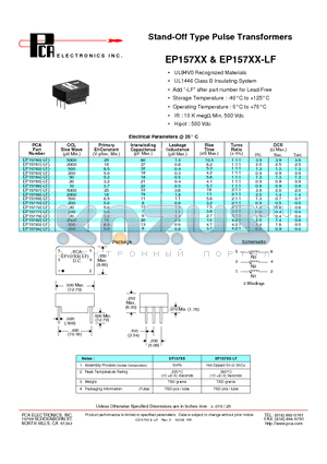 EP15760-LF datasheet - Stand-Off Type Pulse Transformers