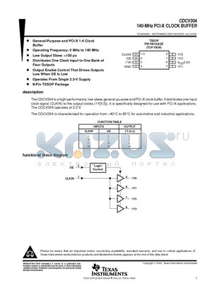 CDCV304 datasheet - 140-MHz PCI-X CLOCK BUFFER