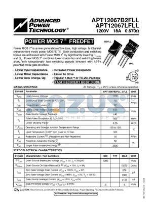 APT12067B2FLL datasheet - POWER MOS 7 FREDFET