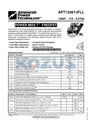 APT12067JFLL datasheet - POWER MOS 7 FREDFET