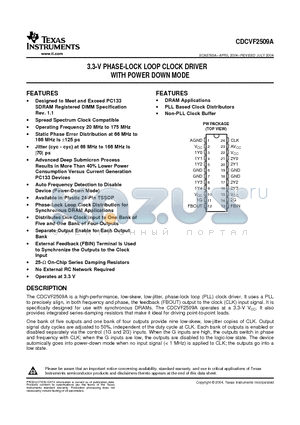 CDCVF2509APW datasheet - 3.3-V PHASE-LOCK LOOP CLOCK DRIVER WITH POWER DOWN MODE