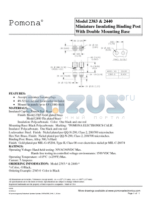 2383-0 datasheet - Miniature Insulating Binding Post With Double Mounting Base