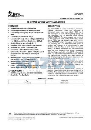 CDCVF855 datasheet - 2.5-V PHASE-LOCKED-LOOP CLOCK DRIVER