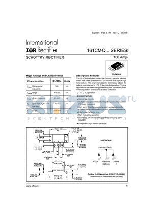 161CMQ datasheet - SCHOTTKY RECTIFIER