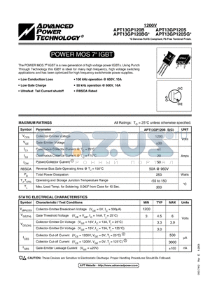 APT13GP120BG datasheet - POWER MOS 7 IGBT