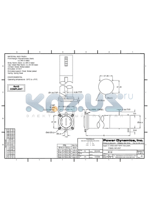 B1X datasheet - D (R20) BATTERY HOLDER, PANEL MOUNT