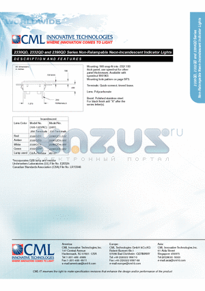 2390QD1-28V datasheet - Non-Relampable Neon-Incandescent Indicator Lights