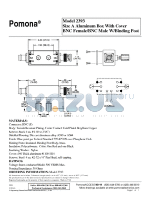 2393 datasheet - Size A Aluminum Box With Cover BNC Female/BNC Male W/Binding Post