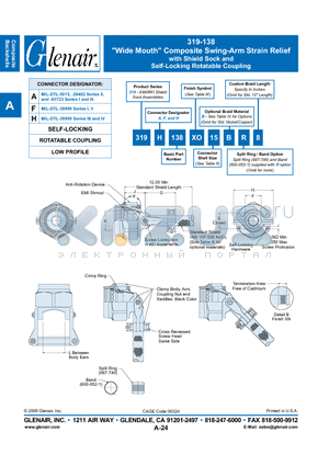 319A138XB16 datasheet - Composite Swing-Arm Strain Relief with Shield Sock