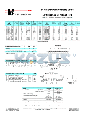 EP19822-RC datasheet - 14 Pin DIP Passive Delay Lines