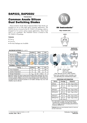 DAP222 datasheet - Common Anode Silicon Dual Switching Diodes