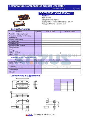 CO-TS7050 datasheet - Temperature Compensated Crystal Oscillator