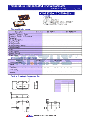 CO-TS7050V datasheet - Temperature Compensated Crystal Oscillator