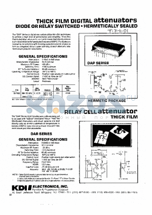 DAP2534-1 datasheet - THICK FILM DIGITAL ATTENUATORS DIODE OR RELAY SWITCHED HERMETICALLY SEALED
