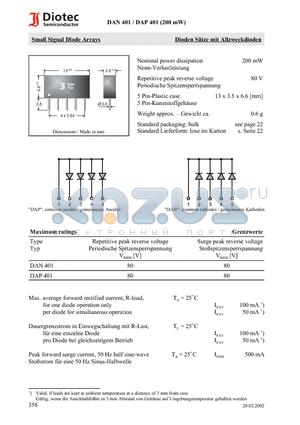 DAP401 datasheet - Small Signal Diode Arrays