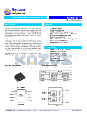 B2025 datasheet - Dual-Channel Power Distribution Switch