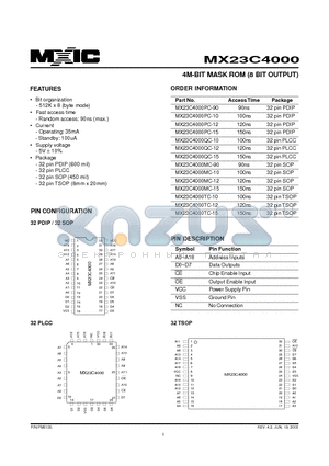 23C4000-10 datasheet - 4M-BIT MASK ROM (8 BIT OUTPUT)