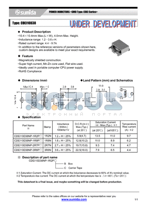 CDEI10D38NP-1R2P datasheet - POWER INDUCTORS