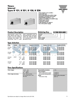 B208120600 datasheet - Timers Interval