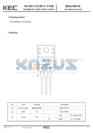 B20A100VIC datasheet - TO-220IS PACKAGE