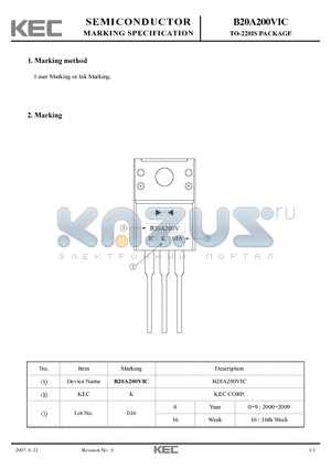 B20A200VIC datasheet - TO-220IS PACKAGE