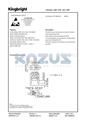 APT1608VGC-A datasheet - 1.6X0.8mm SMD CHIP LED LAMP