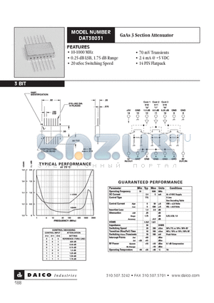 DAT38031 datasheet - GaAs 3 Section Attenuator