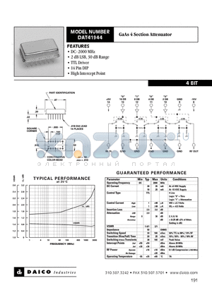 DAT41944 datasheet - GaAs 4 Section Attenuator