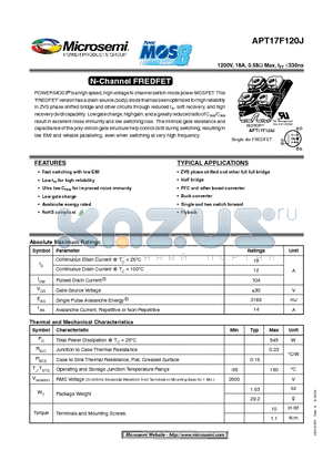 APT17F120J datasheet - N-Channel FREDFET