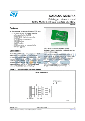 DATALOG-M24LR-A datasheet - Datalogger reference board for the M24LR64-R Dual Interface EEPROM