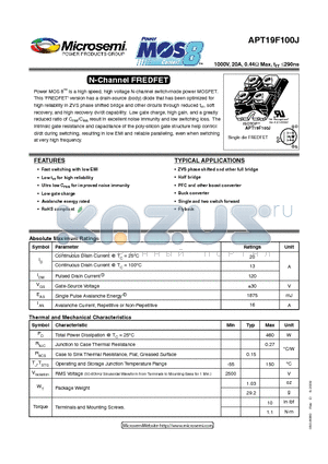 APT19F100J_09 datasheet - N-Channel FREDFET